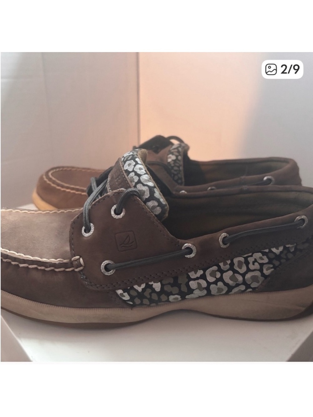 Sperry Top-Sider Brown Leather Leopard Print Boat Shoes - Size 8M (STS94863)